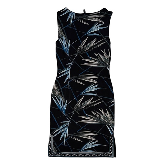 Black & Teal Palm Print Embroidered Sleeveless Sheath Dress ~ Sz XXS ~ NWT - Picture 5 of 13